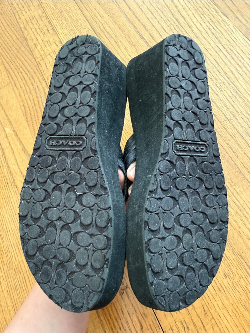 Coach Black Platform Wedge Thong Sandals - Picture 3 of 4